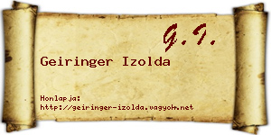 Geiringer Izolda névjegykártya